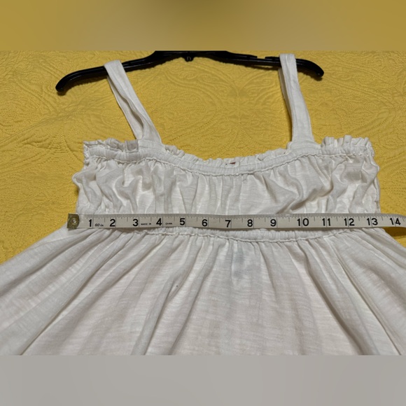 H264 Free People M pp14 L p15 unstretched Ivory Ruffle-Trim Swing Tank Top - Picture 8 of 9